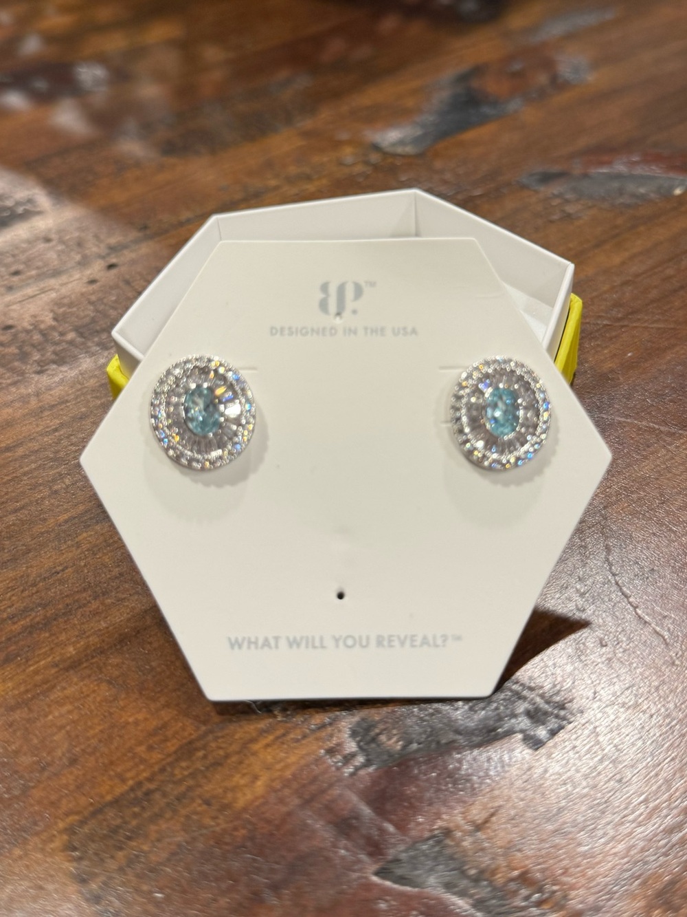 Aquamarine Halo Crystal Stud Earrings